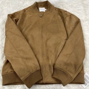 Topman Men’s Large Faux Suede Bomber Jacket - Tan